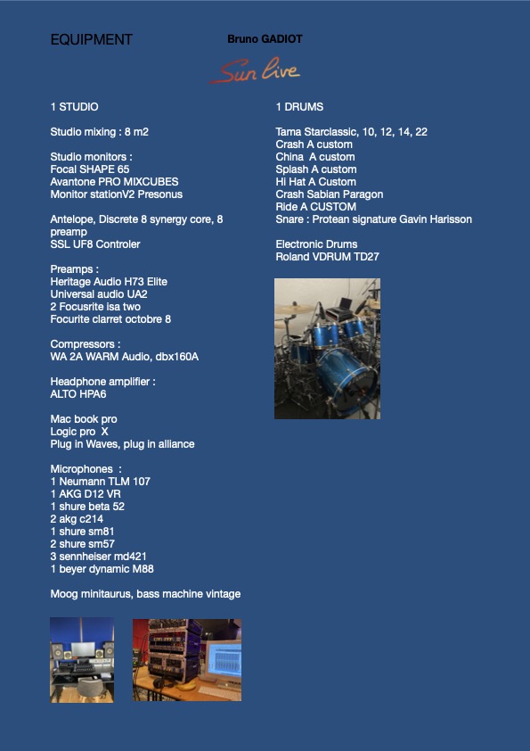 Liste matériel enregistrement